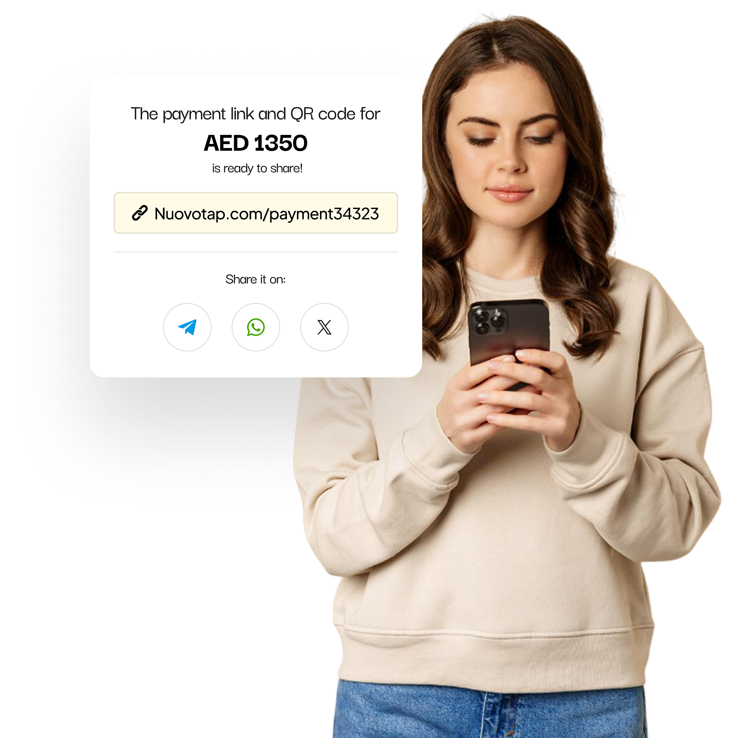Payment link shared via smartphone