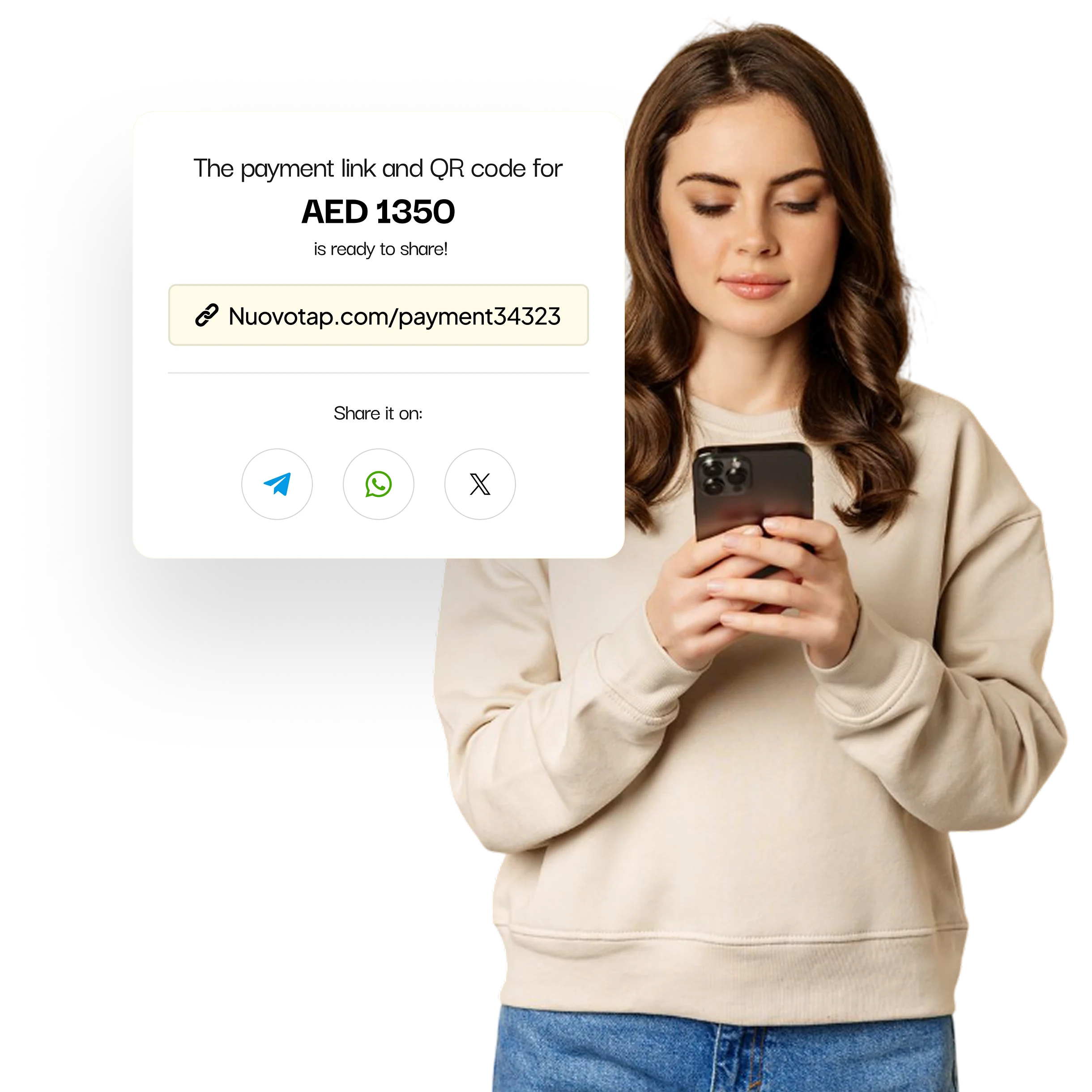 Payment link shared via smartphone